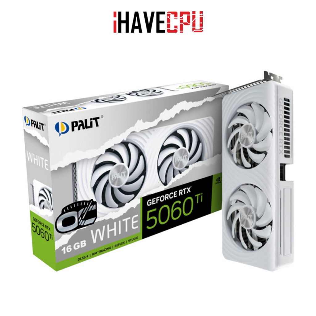 การ์ดจอ (vga) iHAVECPU PALIT GEFORCE RTX 5060 TI WHITE OC - 16GB GDDR7 (NE7506TU19T1-GB2061M)