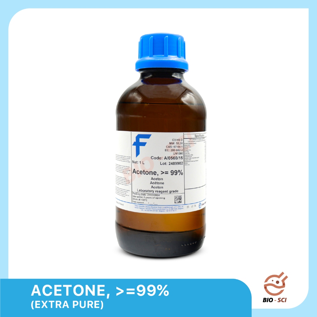 Acetone, 99.8+%, AR, meets Ph. Eur Fisher 2.5 L / 5 L (รบกวนสอบถามสต๊อกก่อนกดสั่งซื้อ)