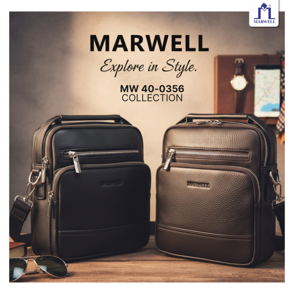 Marwell(มาร์เวลล์)กระเป๋าสะพายข้าง บุรุษ หนังแท้ รุ่น MW 40-0356