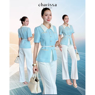 25200 เสื้อทวิตแขนสั้น กางเกงพร้อมเข็มขัด