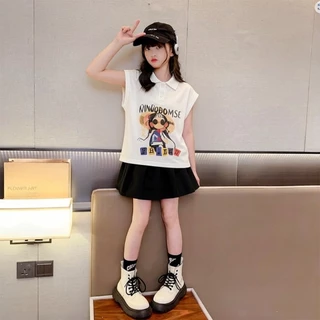 BEAR BABY เสื้อแขนกุดเด็กลำลอง เสื้อยืดเด็กโปโล ลายน้องสาว ผ้าระบายอากาศ เหมาะกับหน้าร้อน แขนกุด ไซส์90-160