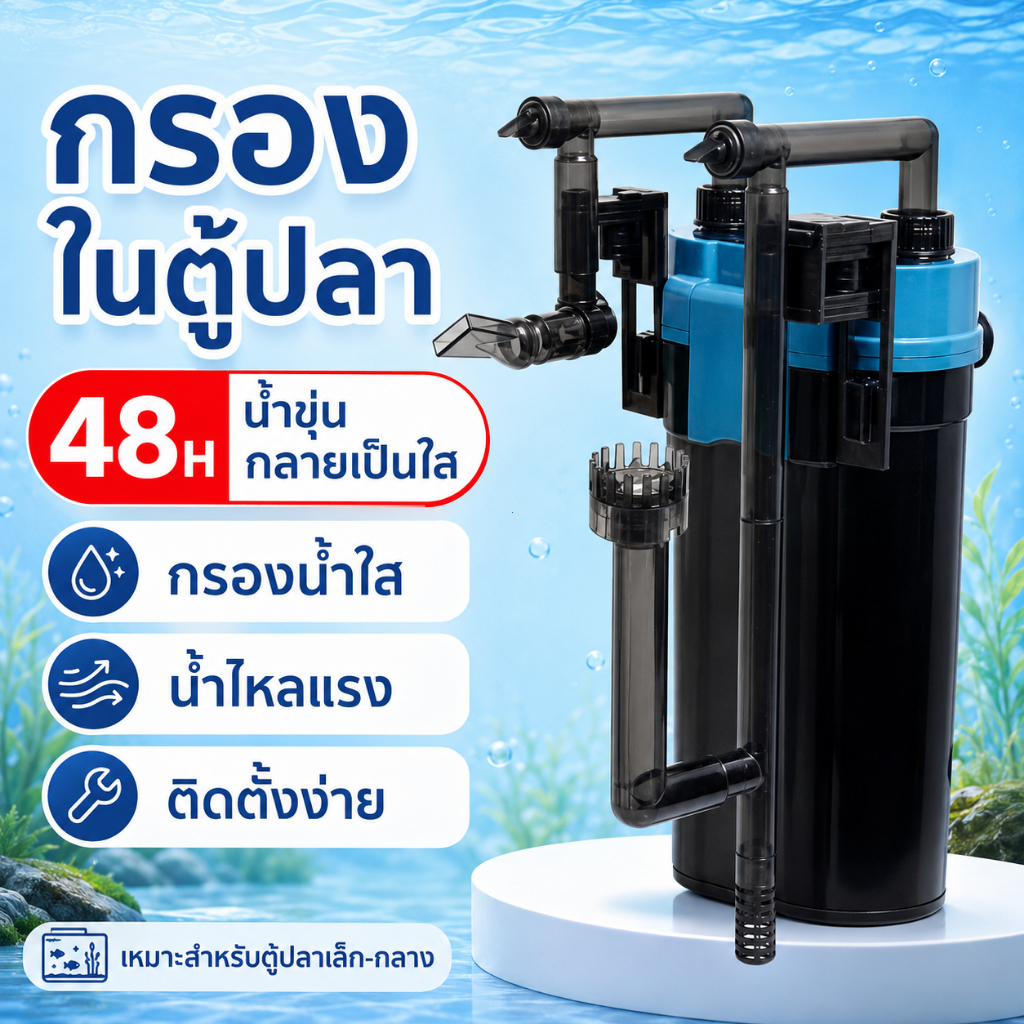 เครื่องกรองแขวนตู้ปลา 3in1 สำหรับตู้ปลา กรองน้ำ เพิ่มออกซิเจน หมุนเวียนน้ำ วัสดุคุณภาพดี