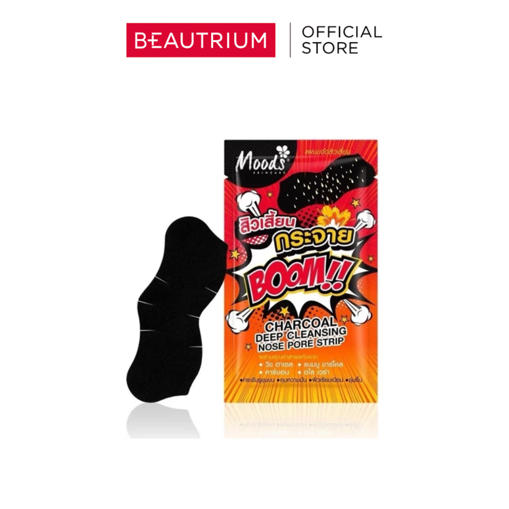 MOODS Charcoal Deep Cleansing Nose Pore Strip แผ่นขจัดสิวเสี้ยน 1pcs