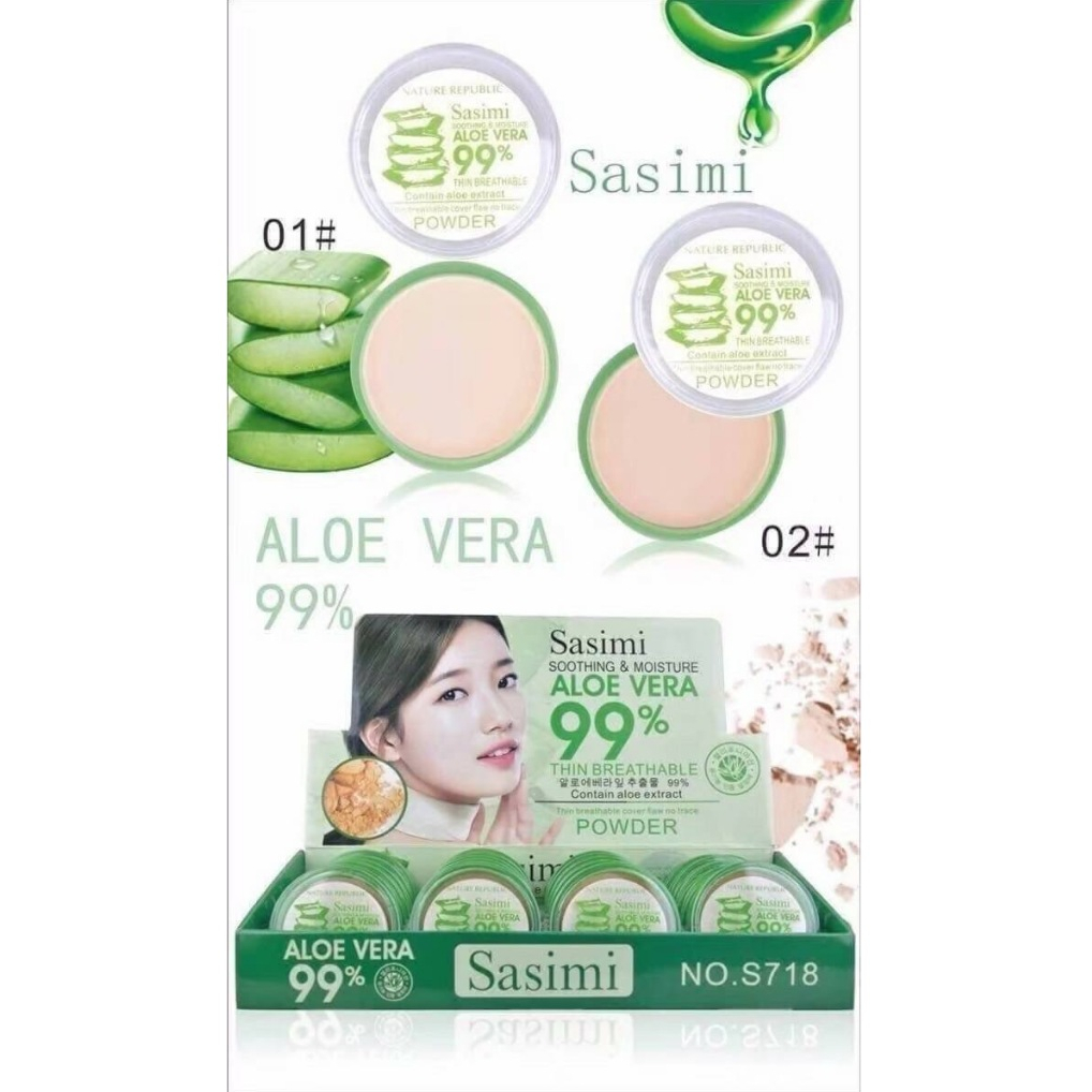 S718-Sasimi แป้งผสม รองพื้นว่านหางจระเข้ เนื้อบางเบาและละเอียดอ่อน กันแดด ติดทนนาน