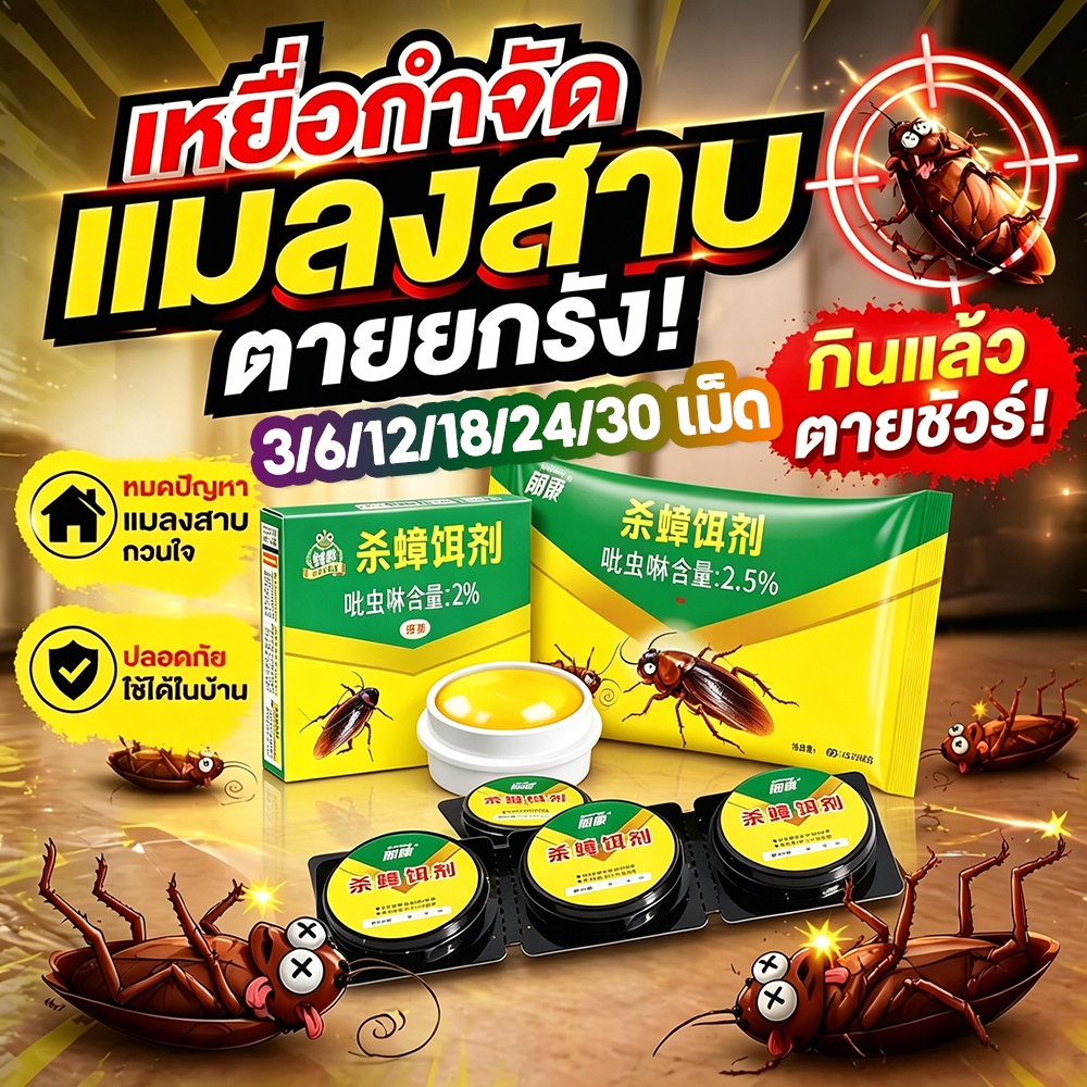 💥แมลงสาบตายทั้งรัง💥 ฆ่าแมลงสาบ กำจัดแมลงสาบ 6ชิ้น/กล่อง ยากำจัดแมลงสาบ เจลกำจัดแมลงสาบ แมลงสาบตายยกรัง💥