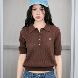 MUSTNIMAL | Polene Knit polo เสื้อไหมโปโล กระดุมเงินปั๊มโลโก้ ลายฉลุละเอียด ใส่ทำงานได้ ผ้านุ่ม ใส่สบาย everyday look