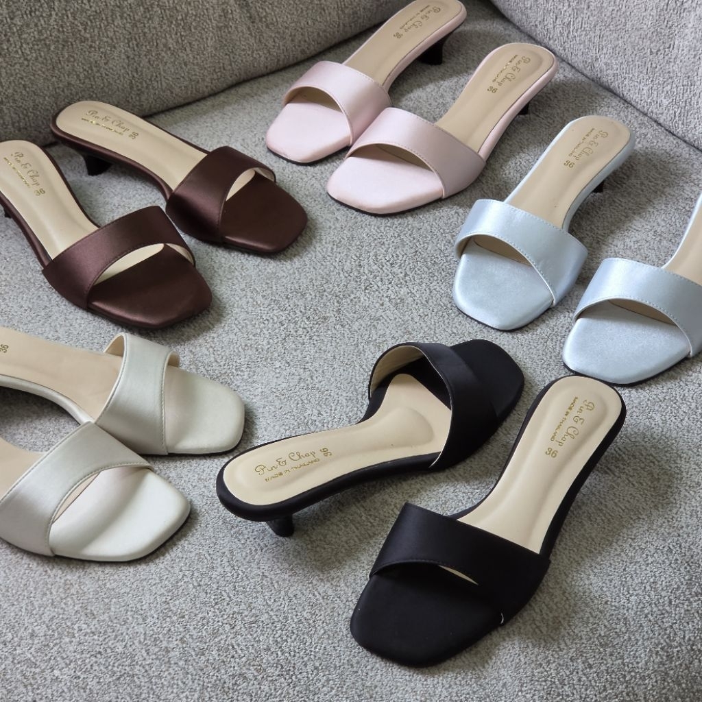 👡 OHODOODEE 👡 ​Chic Satin Step: ส้นสูงซาติน 'ชิค สต็อป' - ความหรูหราที่มาพร้อมความสบาย ✨ (ซาติน)