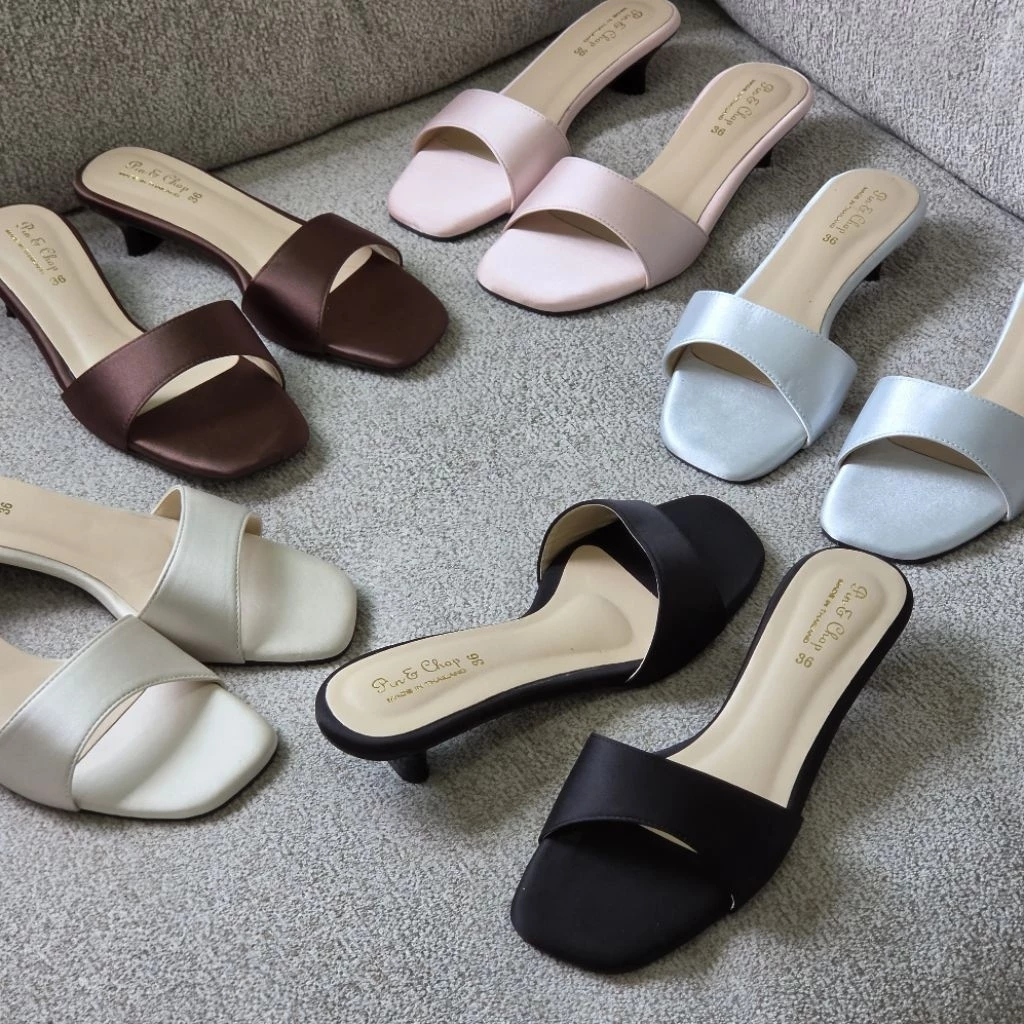 👡 OHODOODEE 👡 ​Chic Satin Step: ส้นสูงซาติน 'ชิค สต็อป' - ความหรูหราที่มาพร้อมความสบาย ✨ (ซาติน)