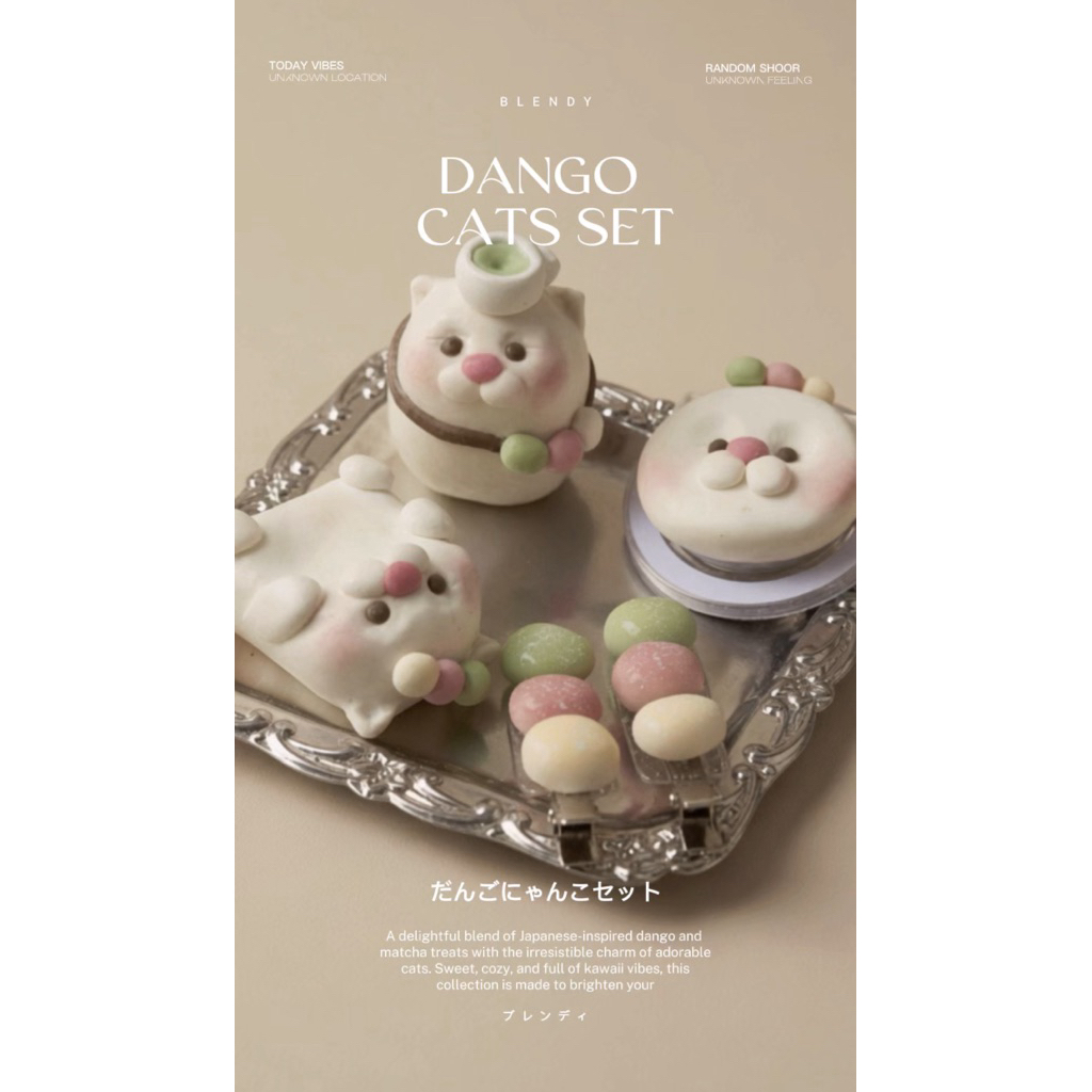 Dango Cats Set : แมว WorryStone,Model,Griptok,HairClip สไตล์ญี่ปุ่นสายมัจฉะรับน้องไปดูแลได้น้าา