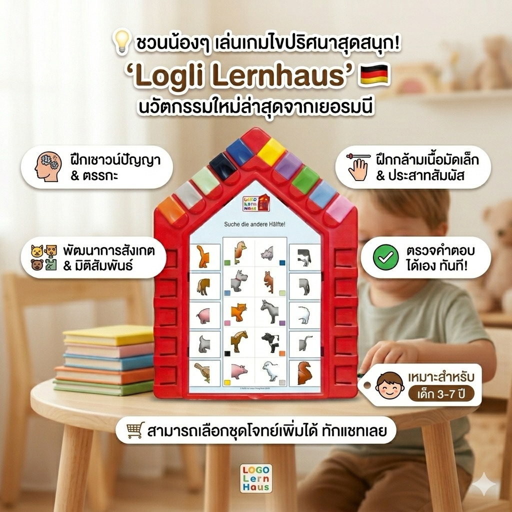 [ของแท้] Logo Lernhaus กระดานบ้านแดงอัจฉริยะ ของเล่นเสริมพัฒนาการ 3ปี+ ของเล่นฝึกสมอง ตรรกะ เชาวน์ปัญญา สื่อการสอนอนุบาล
