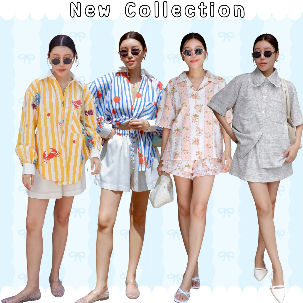 [ส่งไว]‼️ DAISY เซตเสื้อเชิ้ต เนื้อนุ่ม ระบายอากาศดี ซับในเป็นกางเกง ยางยืดรอบตัว ทะเล สงกรานต์ CARDIGAN_NISTA