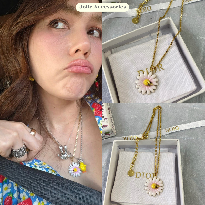 (D195) สร้อยคอ D Daisy มาใหม่ชนshop งานสวย ลัคชูสุดๆ มีปั๊มตัวแบรนด์ ♡