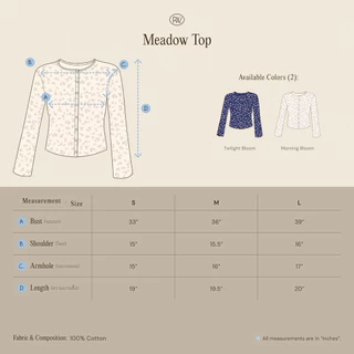 POCKETWOOD - Meadow Top [พร้อมส่ง] เสื้อแขนยาวทอลายดอกไม้เล็ก