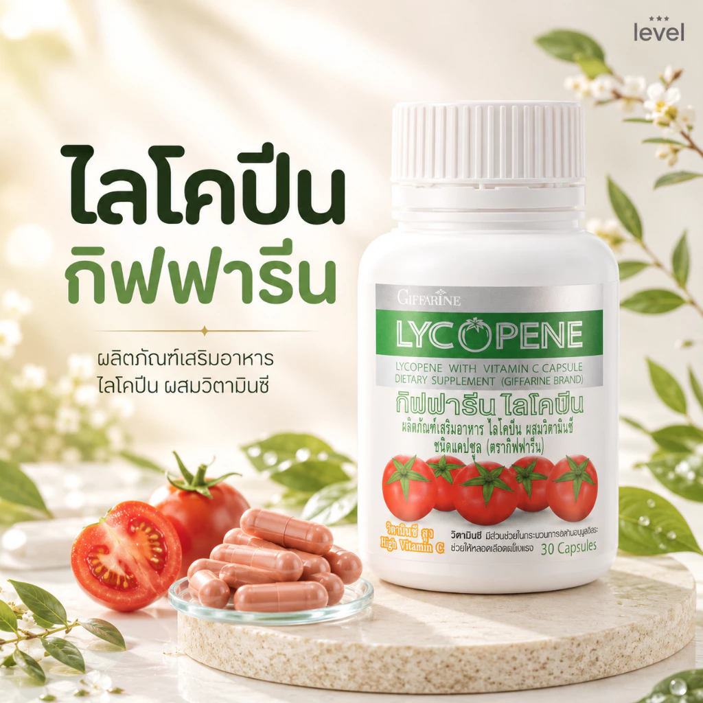 ไลโคปีน กิฟฟารีน สารสกัดจากมะเขือเทศ LYCOPENE GIFFARINE บำรุงผิวพรรณ