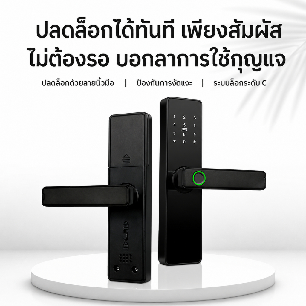 สมาร์ทล็อคประตูไกล ล็อคประตูลายนิ้วมือ รหัสผ่าน บัตร IC กุญแจกลอนประตูดิจิทัล
