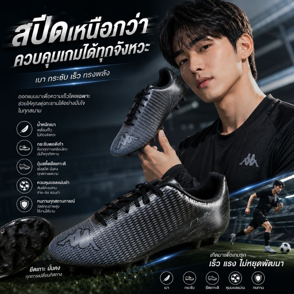Kappa สตั๊ด รองเท้าเตะฟุตบอล คุณภาพสูง ทรงสวย ใส่สบาย ราคาถูก