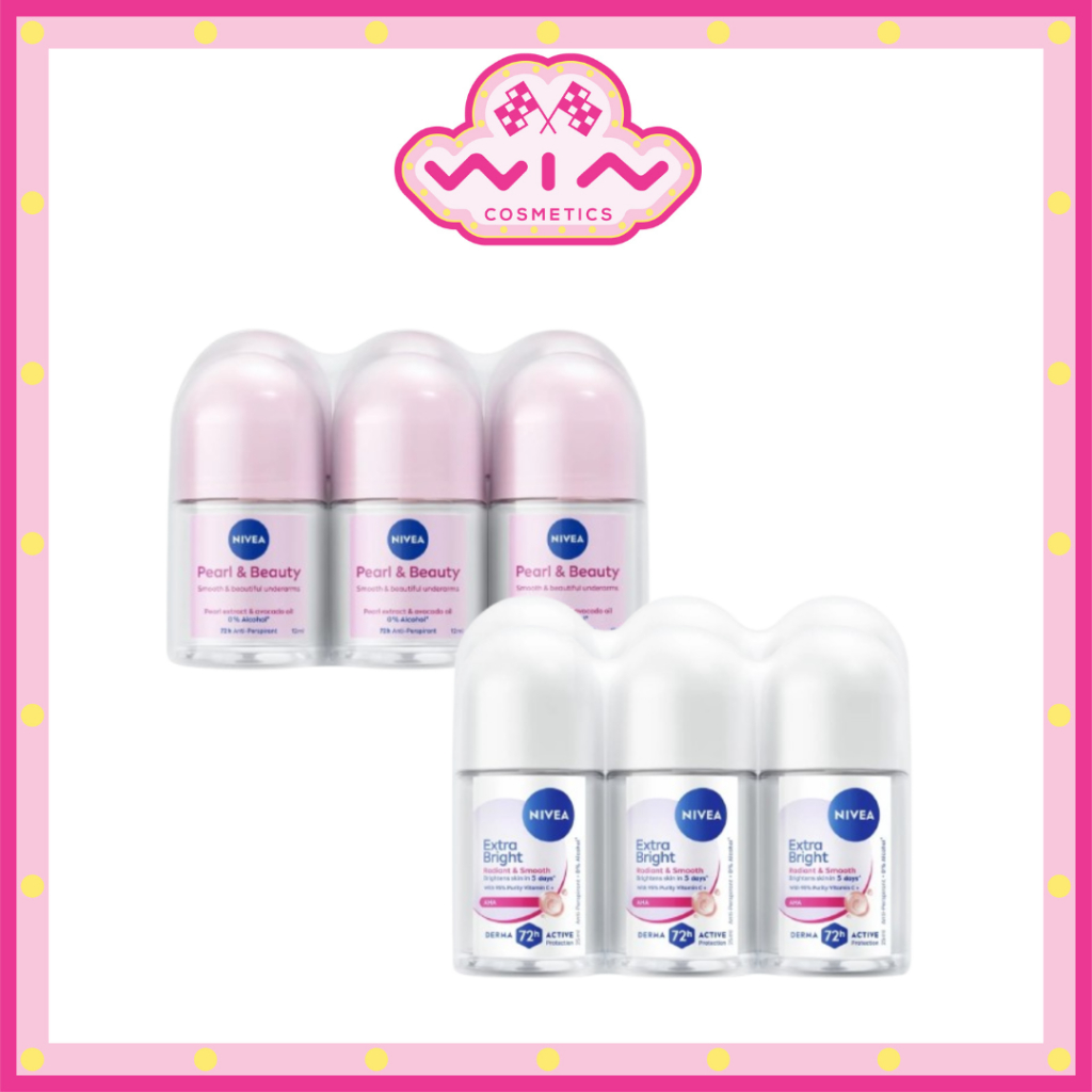 [แพ็ค6] Nivea นีเวีย โรลออน เพิร์ล แอนด์ บิวตี้ / เอ็กซ์ตร้า ไบรท์ เรเดียนท์ แอนด์ สมูท 12 มล.