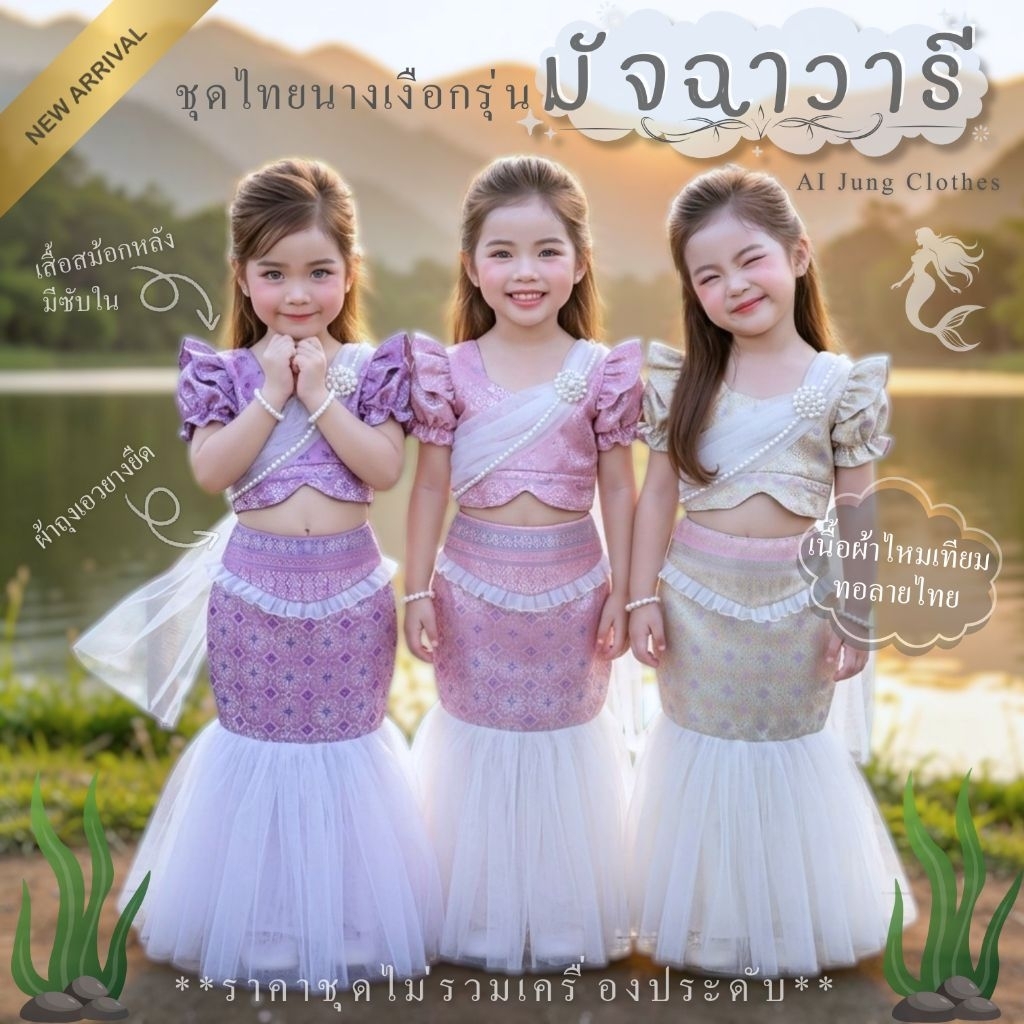 ชุดไทยเด็กนางเงือกรุ่น "มัจฉาวารี" ~ AI Jung Clothes ชุดไทยเด็ก ชุดไทยใส่ไปโรงเรียน (ไม่มีกล่องแบรนด์)