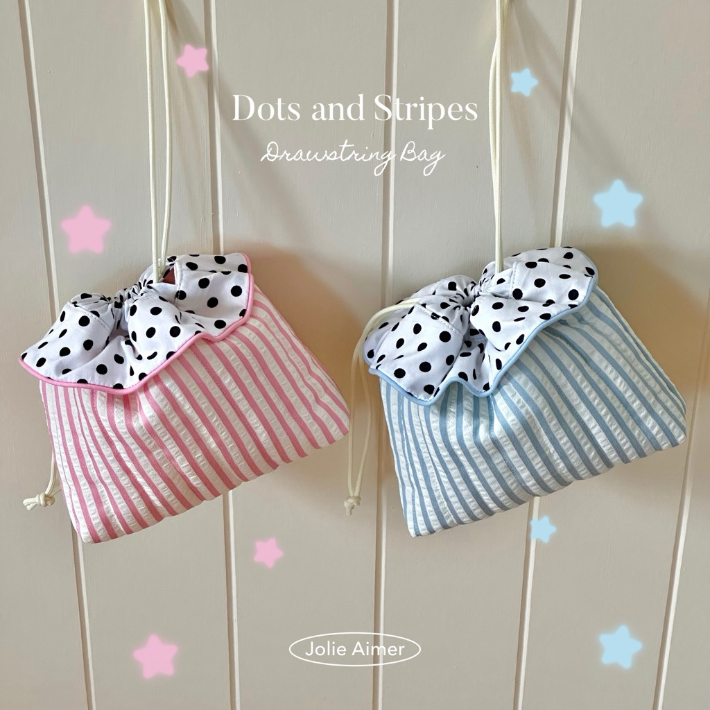 Drawstring Bag กระเป๋าหูรูดนุ่มนิ่ม ตกแต่งระบาย | Jolie Aimer