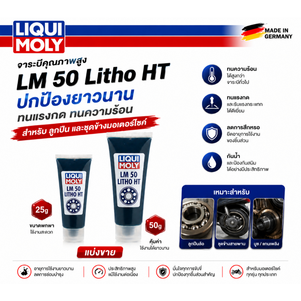 จาระบีทนความร้อนสูง LIQUI MOLY LM 50 Litho HT แบ่งขาย 25-50 กรัม