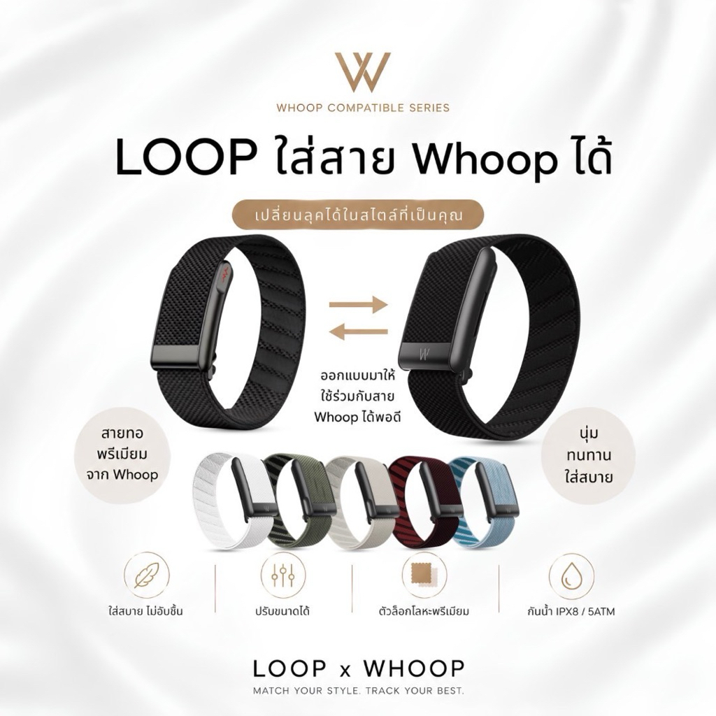 สายLoop เปลี่ยนเป็นสายwhoop มีโลโก้ W ส่งจากไทย 🇹🇭สินค้านำเข้าสายเทียบเกรดพรีเมี่ยม