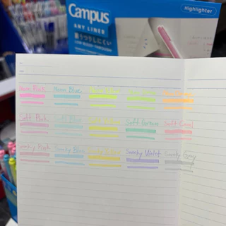 ปากกาไฮไลท์ Kokuyo Campus Any Liner มีให้เลือก 15 สี‼️ แห้งไว สีไม่ทะลุกระดาษ