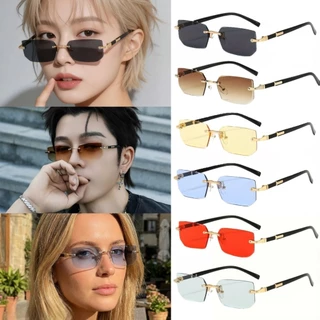แว่นกันแดดแฟชั่น UV400 รุ่น Nova Rimless ดีไซน์ไร้กรอบ Y2K Vintage Modern แว่นกันแดดทรงสี่เหลี่ยม สไตล์เกาหลีสุดฮิต