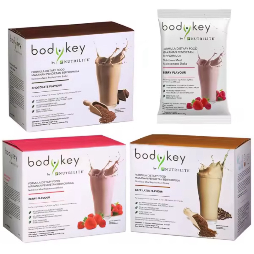Bodykey ผลิตภัณฑ์ทดแทนมื้ออาหาร BodyKey รสกาแฟ รสช็อกโกแลต รสเบอร์รี่ มาเลเซียของแท้ 100%