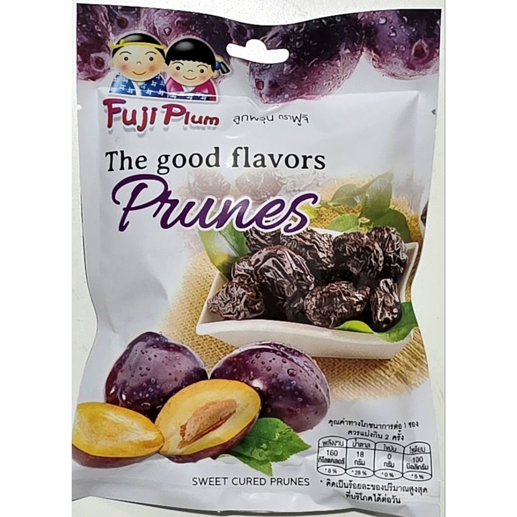 ลูกพรุน 3 รส Fuji Plum Prunes Sweet Cured ลูกพรุน 65กรัม (แบบห่อแยกชิ้น) ตราฟูจิพลัม ซองเล็ก 02007
