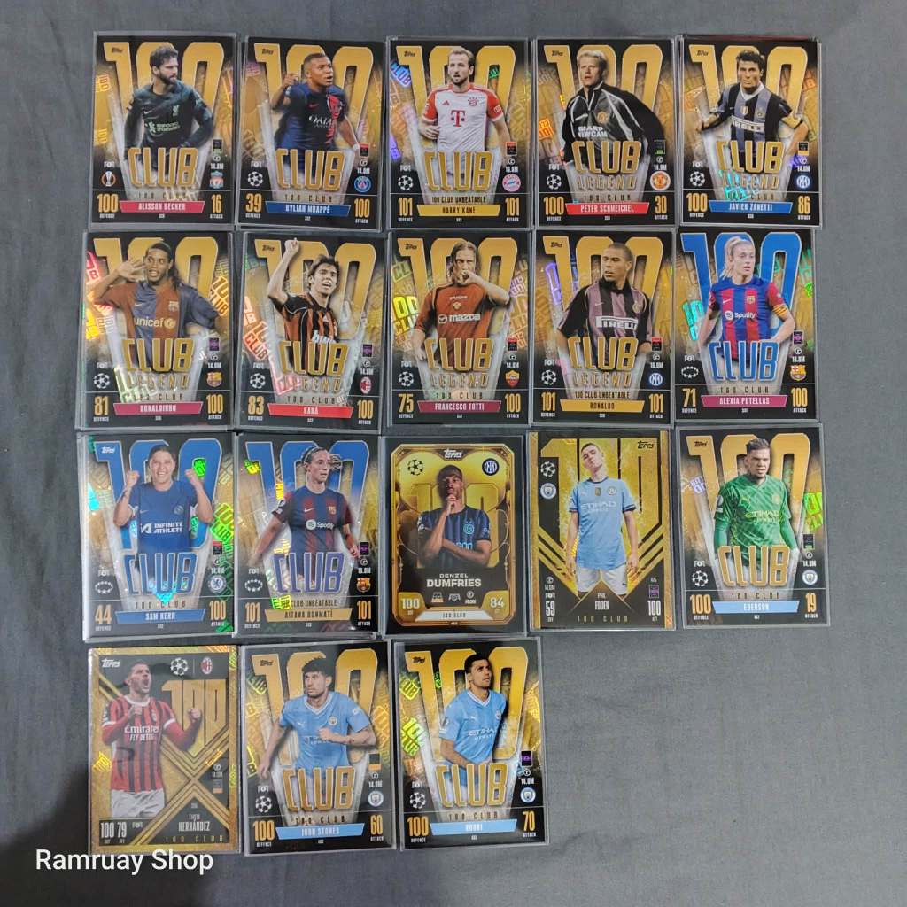 Topps Match Attax UCL 100Club เล่นครบ100นัด Mbappe Ronaldo รวมนักเตะ ของแท้ ส่งไว