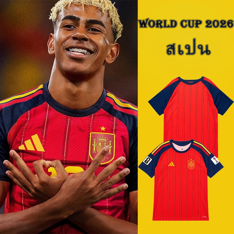 เสื้อทีมสเปน สีแดงลายทาง เสื้อฟุตบอลโลก ผ้าเบาไม่อึดอัด COD