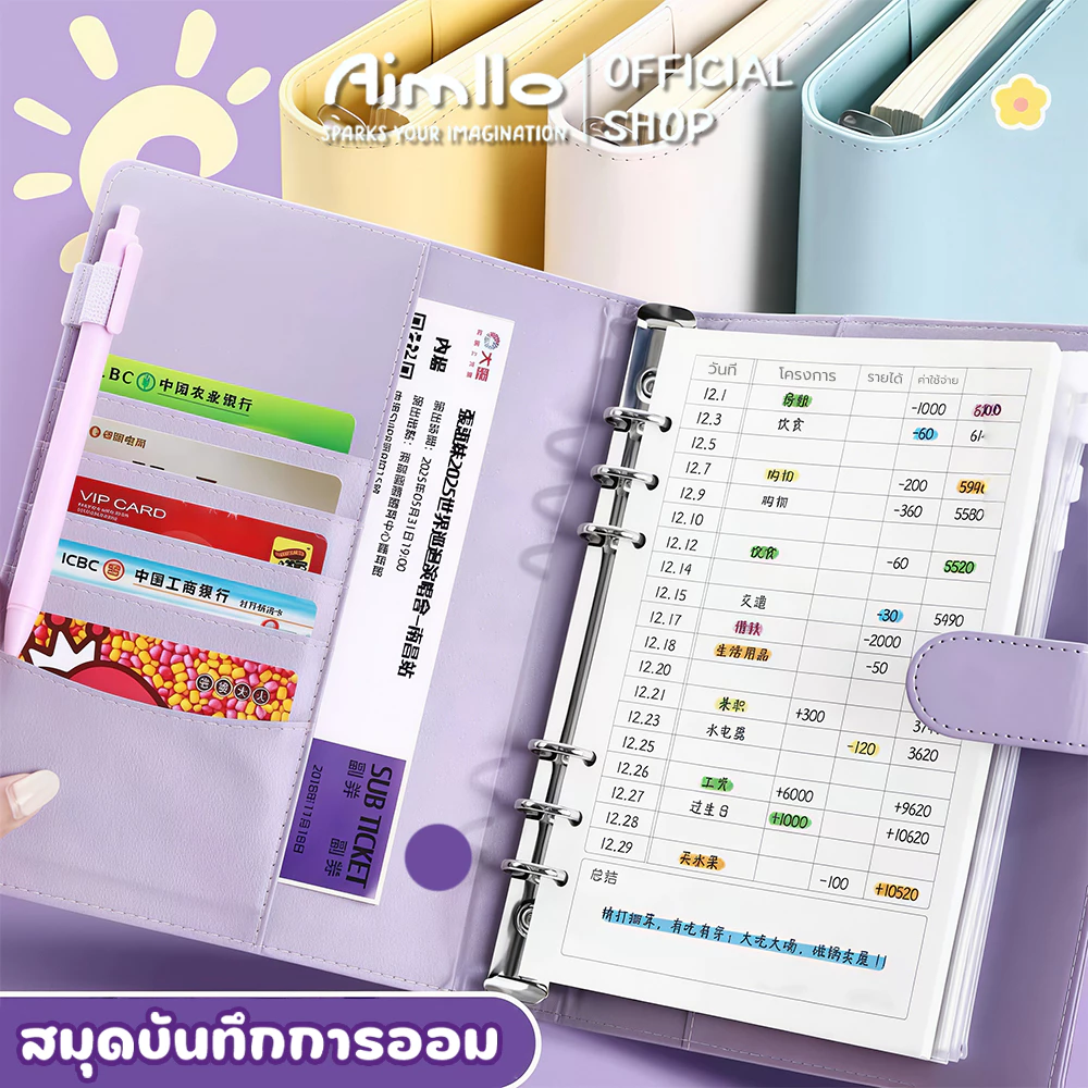 สมุดบันทึกการออม A6 ประหยัดเงินวางแผน สมุดออมเงิน สมุดบันทึกรายจ่าย สมุดบัญชีรายรับรายจ่าย สมุดเก็บเงิน Budget Binder