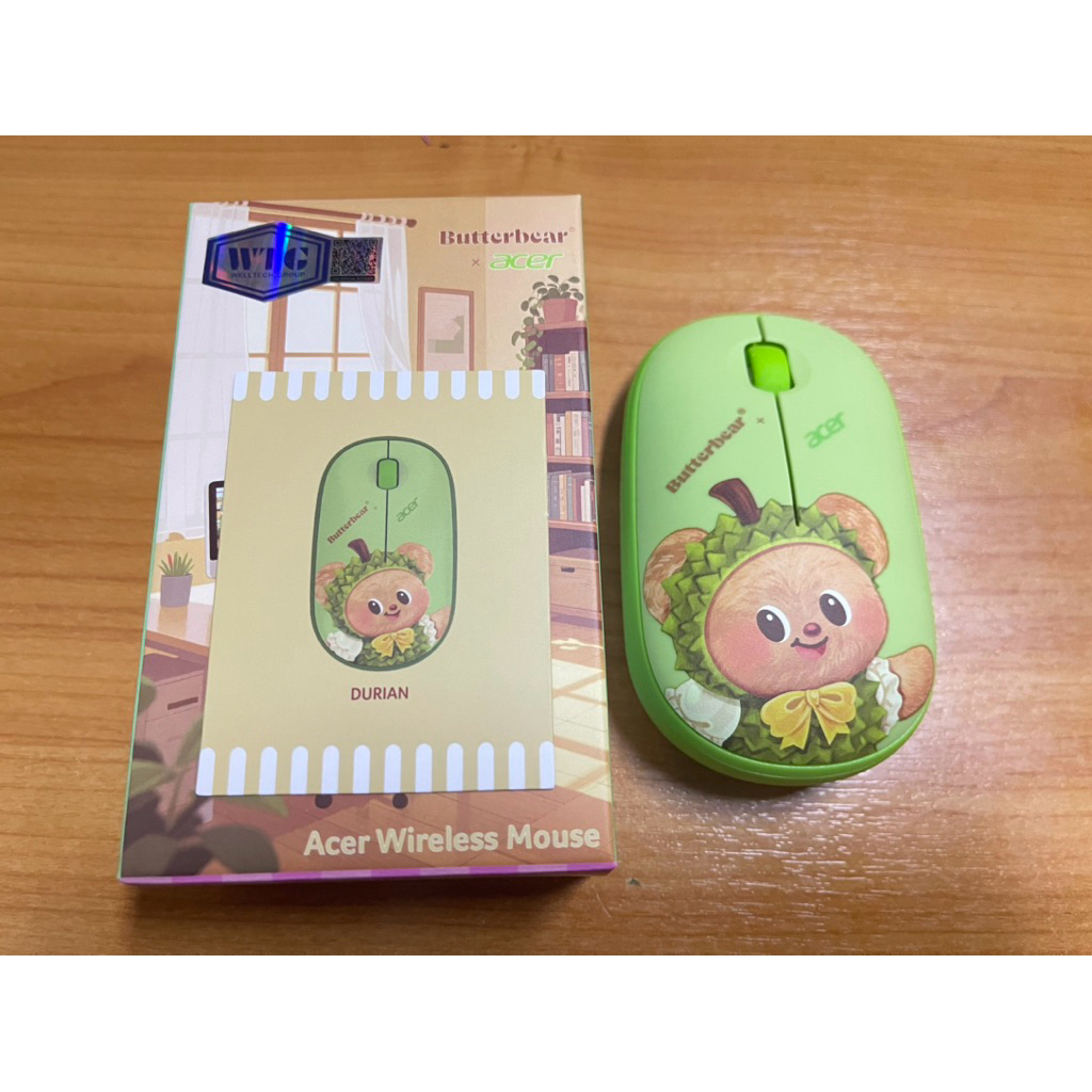 Mouse (สีเขียว น้องทุเรียน)Acer x Butterbear เมาส์ไร้สาย Wireless @มือ 2 แกะถ่ายรูป