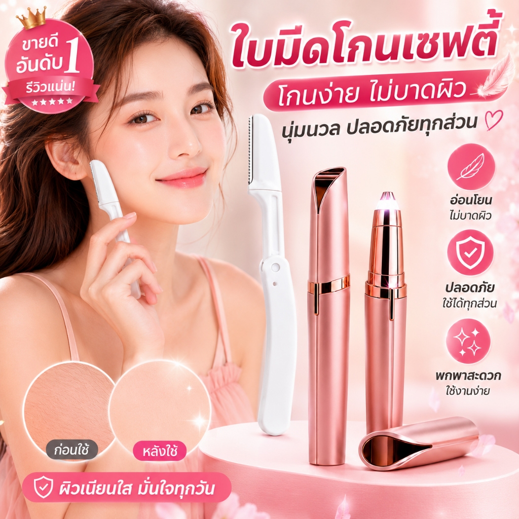ที่กันคิ้วไฟฟ้า ปากกาโกนคิ้วอัตโนมัติ มีดโกนคิ้วไฟฟ้า ที่โกนขนคิ้ว กำจัดขนใบหน้า ชาร์จไฟได้ USB พกพาง่าย เครื่องโกนขนผู้