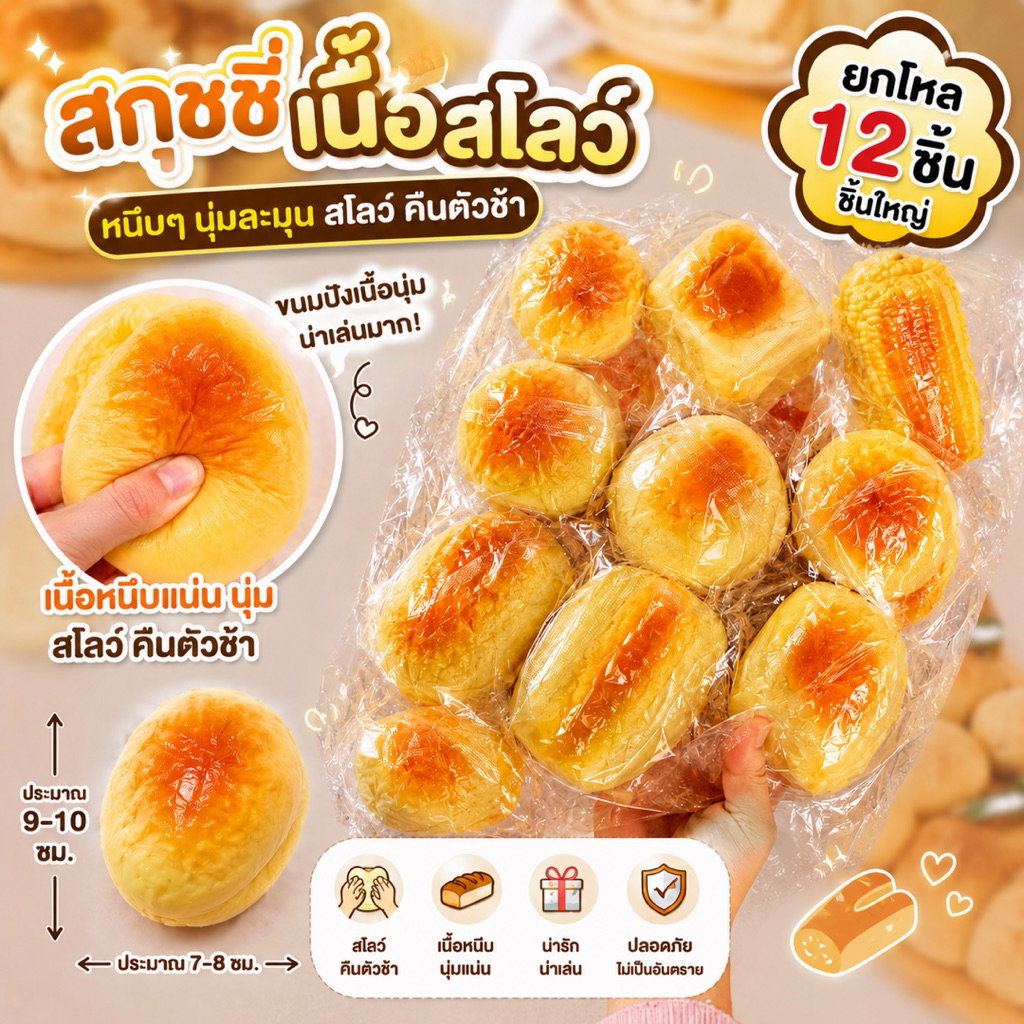 🔥ใช้โค้ดลดได้ ขนมปัง เนื้อสโลว์  ชิ้นใหญ่ คละแบบ