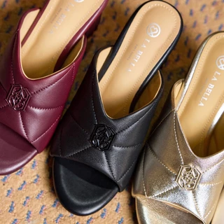 LA BELLA รองเท้าส้นสูงเปิดส้นหนังแกะ รุ่น ELEGANTE SOFT STITCH SANDALS 5 สี