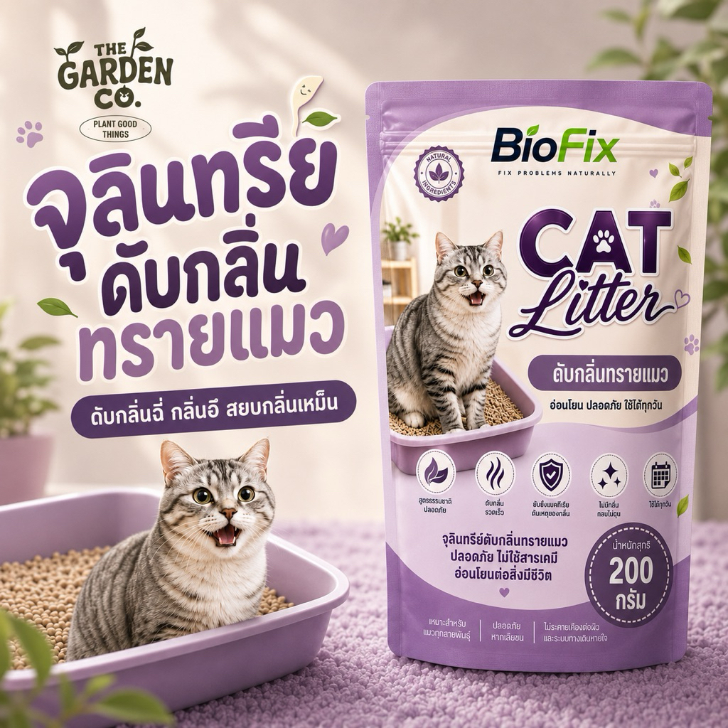 BioFix CAT Litter จุลินทรีย์ดับกลิ่นทรายแมว 200g ดับกลิ่นเหม็น กระบะทรายแมว สูตรธรรมชาติ ปลอดภัยต่อแมว ลดกลิ่นฉี่แมว