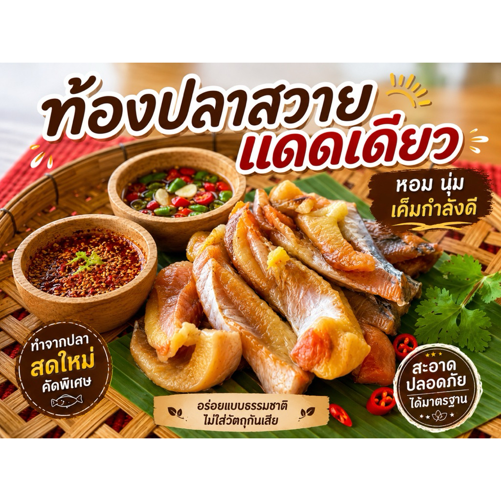 ท้องปลาสวายแดดเดียว500กรัม