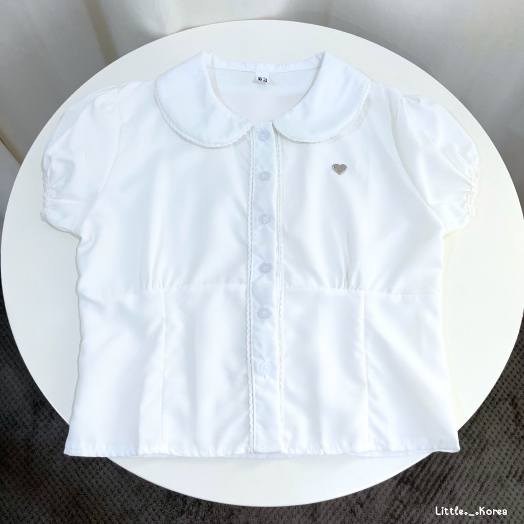 LITTLE KOREA - รุ่น Collar เสื้อคอบัว แต่งลูกไม้สีขาว สไตล์นักเรียนญี่ปุ่น