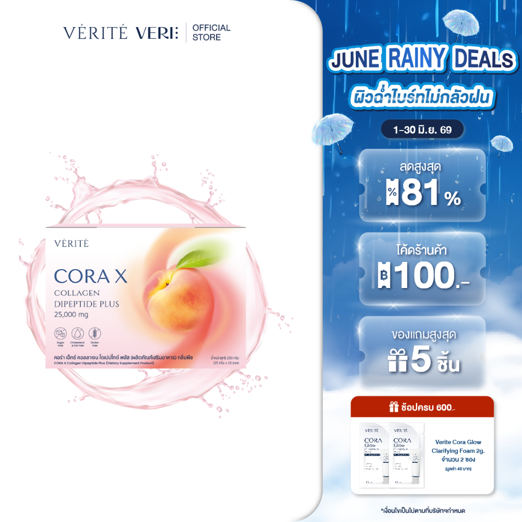 Verite Cora X Collagen Dipeptide Plus ผลิตภัณฑ์เสริมอาหาร เพื่อการดูแลผิวพรรณ สุขภาพจากภายใน