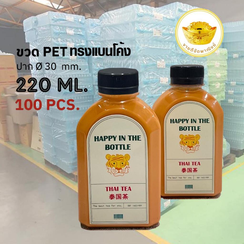 ขวดพลาสติกใส มินิมอล 220 ML.(100 ใบ+ฝาปิดล็อค)