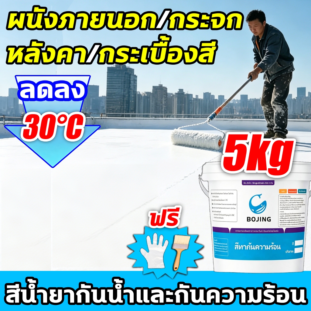 รูฟซีลคูล 5KG สีทาบ้าน สีบ้านเย็น และ สีทาหลังคา กันร้อน กันซึม