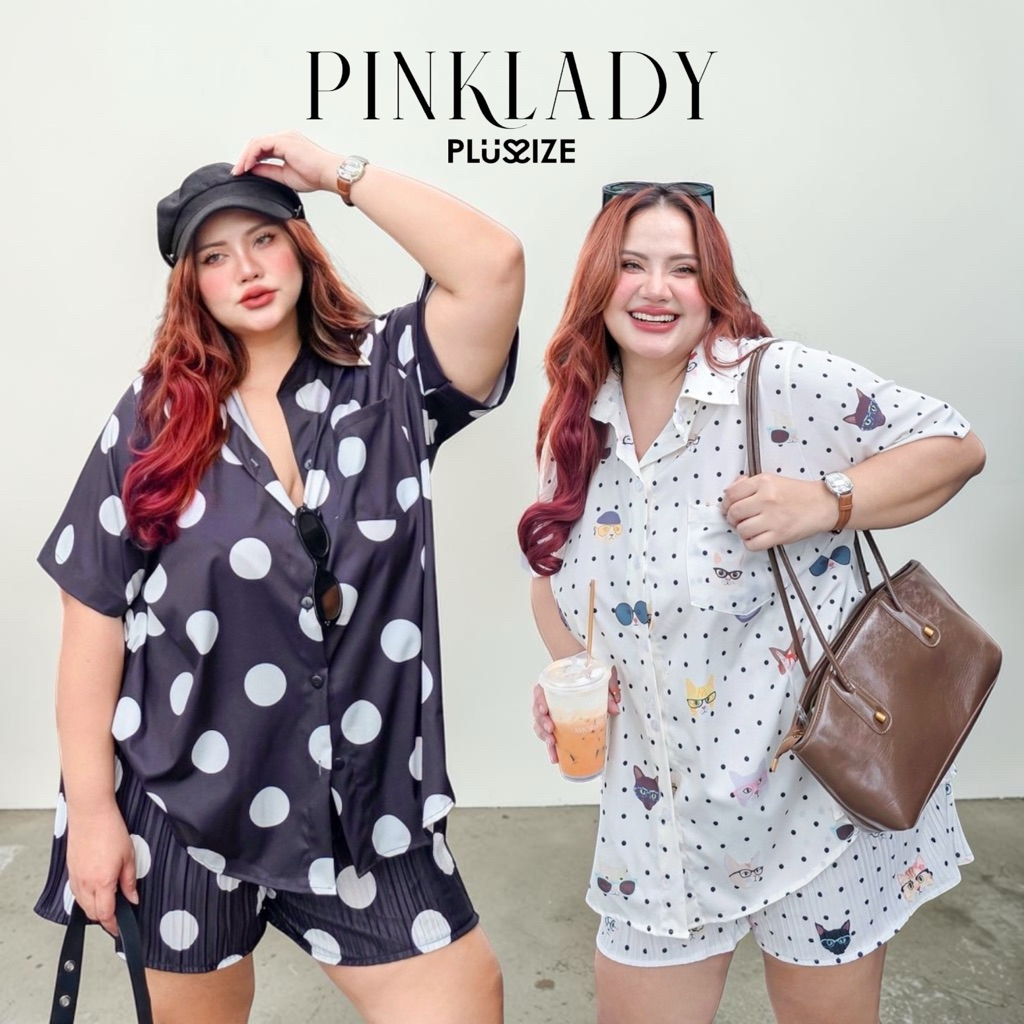 Dotty Day Set ชุดเซ็ต เสื้อเชิ๊ต+ขาสั้นพลีท 40"-66" (กรุณาอ่านไซส์ในรายละเอียดก่อนสั่งซื้อสลับไซส์ได้จ้า)