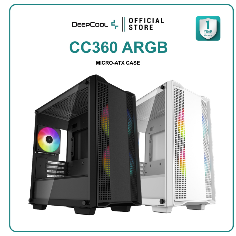 เคสคอมพิวเตอร์ DEEPCOOL - PC CASE M-ATX CC360 ARGB / CC360 WHITE ARGB รับประกัน 1 ปี