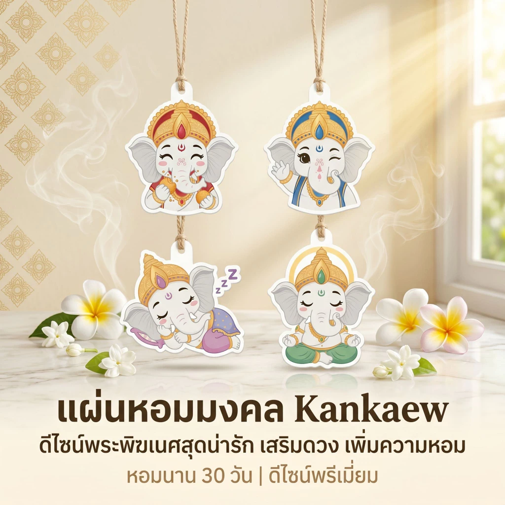 Kankaew แผ่นน้ำหอมปรับอากาศ Kankaew 🐘 แผ่นน้ำหอมปรับอากาศในรถยนต์ รูปหมีแพนด้า แขวนในรถยนต์ หอมสดชื่น