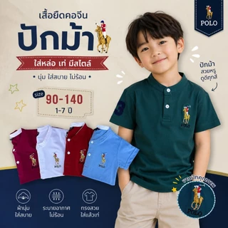 New..เสื้อคอจีนปักม้าเด็กผู้ชาย งานปัก คอจีน ใส่สบาย ปักแน่นๆ สีสดใส