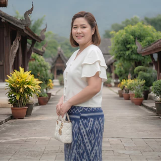 เสื้อพื้นเมืองผู้หญิง แขนระบาย2ชั้น ผ้าฝ้ายเกรดA เนื้อนุ่มใส่สบาย