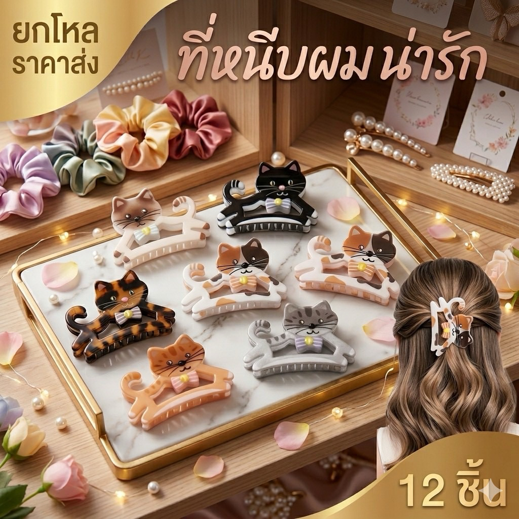 🌷ยกโหล🌷 หนีบผมการ์ตูน 12 ชิ้นคละสีคละลาย มีลายเยอะมาก มีราคาส่ง