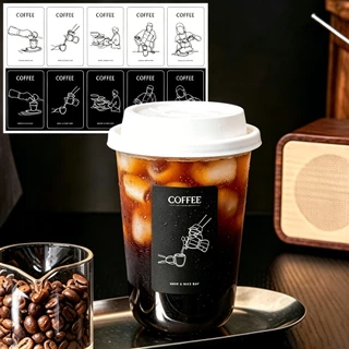 [พร้อมส่ง🇹🇭]🖤 สติ๊กเกอร์ติดแก้วกาแฟ Coffeeสติกเกอร์ (500ดวง.4x6.5ซ.ม) สีดำ-ขาว สติกเกอร์ฉลากสินค้า กันน้ำ100% X.2