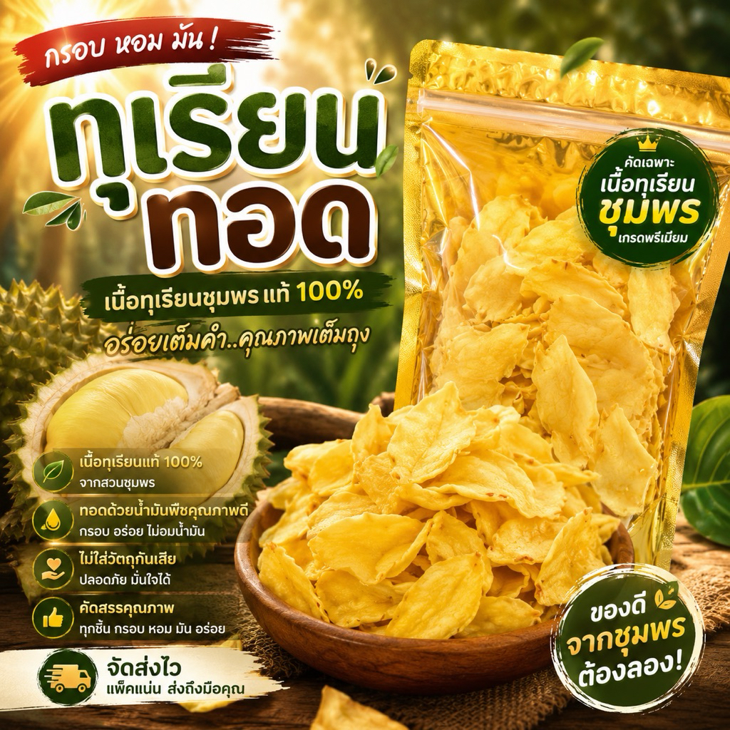 ทุเรียนทอดแผ่นใหญ่  100 บาท
